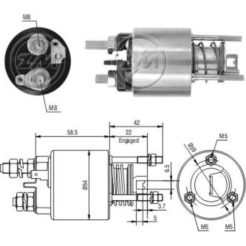 AUTOMATICO ARRANQUE FIAT 1.7D C/ARRANQUE MARELLI (SIRVE EL ZM3595)  ZM  =85540961 =9945630 =85541430
