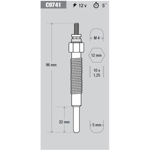 CALENTADOR HYUNDAI H100 2.5D 4D55 H100 2.5 4W H1 2.5D D4BH D4FB L200 L300  KESSEL 96/22MM 5V