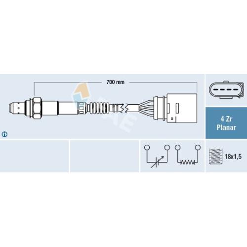 SONDA LAMBDA VW GOLF POLO 700MM  030906262D-E-L SIMILAR A 0258006077-083-133-217-218-223-249-250-422