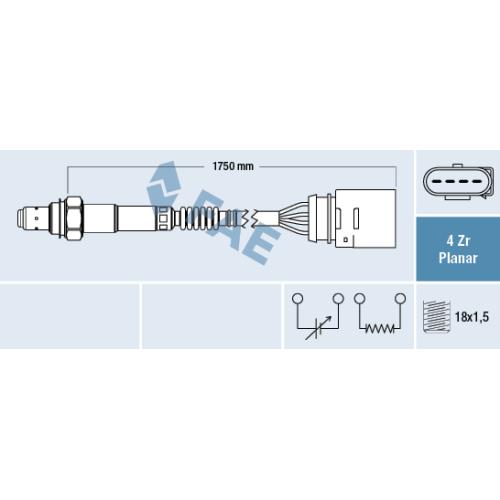 SONDA LAMBDA VW GOLF POLO 1700MM 030906262-262A-262N SIMILAR 0258006079-081-219-220-221-222-535