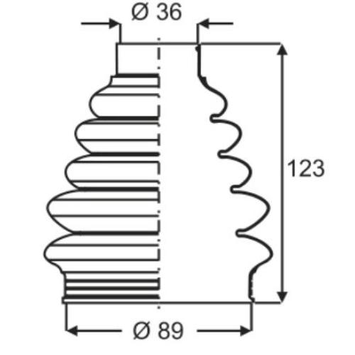 FUELLE HOMOCINETICA PEUGEOT CITROEN L/RDA PARTNER BERL. ELYSE BOCA 36X89X123 206 306 406 3008 20799