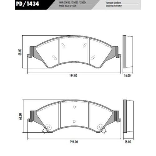 JGO. PASTILLAS FRENO FORD RANGER 2013... 194X68X16.00MM   LONAFLEX
