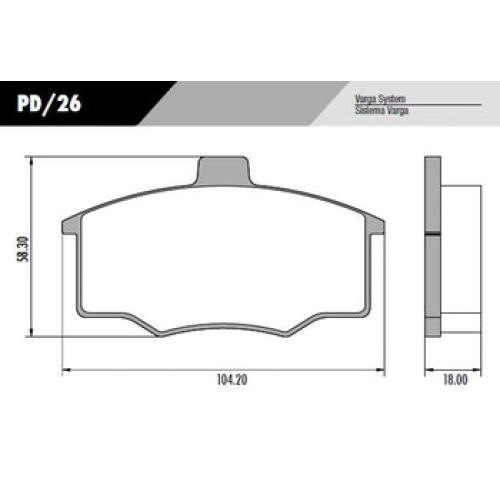 JGO. PASTILLAS FRENO FIAT UNO 91... PREMIO MORDAZA CHICA 104X58X19MM  LONAFLEX   =BX14