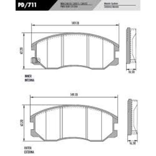 JGO. PASTILLAS FRENO CHEVROLET CAPTIVA DEL. 149X62X17MM (24510/11/12)LONAFLEX