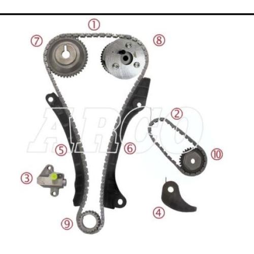 KIT DISTRIBUCION NISSAN VERSA 2016.. MARCH 2016..1.6. ( HR16DE) 2 CADENAS 152/60 ESLABON-10 PIEZAS